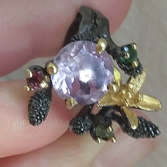 Natural lavender amethyst sterling artistic ring - Picture 6 of 8